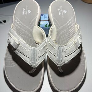 Clarks White Sandals with Modern Design